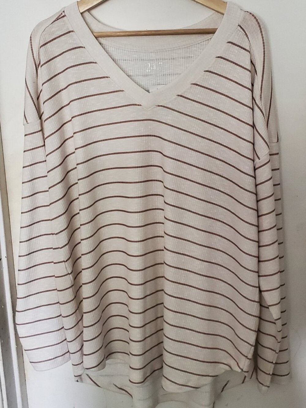 24/7 Maurices Striped Ribbed Long Sleeve T-Shirt Women's Size XL